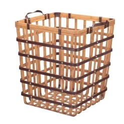 Storage Baskets Home Decorators Collection Square Natural Bamboo And Leather Decorative Basket With Leather Handles -Home Accents shop brown home decorators collection storage baskets p182119 17lxx 66 1000