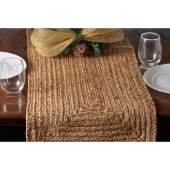 Table Linens & Kitchen Linens LR Home 80 In. X 16 In. Natural Jute Classic Braided Runner -Home Accents shop browns tans lr home table runners natur04193nat1468 4f 1000