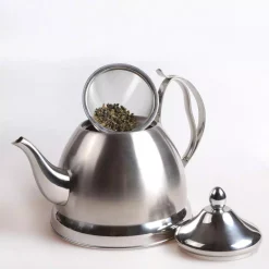 Cookware Creative Home Nobili-Tea 8-Cup Brushed Stainless Steel With Stainless Steel Infuser Basket Tea Kettle -Home Accents shop brushed finish creative home tea kettles 72235 1f 1000