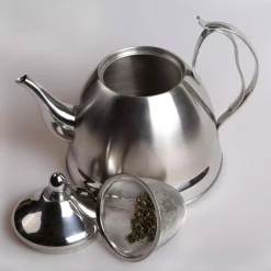 Cookware Creative Home Nobili-Tea 8-Cup Brushed Stainless Steel With Stainless Steel Infuser Basket Tea Kettle -Home Accents shop brushed finish creative home tea kettles 72235 4f 1000