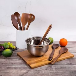 Kitchen Utensils Creative Home Acacia Wood With Carbonized Kitchen Utensil Set Set Of 7-Pieces -Home Accents shop carbonized finish creative home kitchen utensil sets 42036 1f 1000