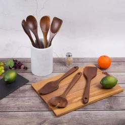 Kitchen Utensils Creative Home Acacia Wood With Carbonized Kitchen Utensil Set Set Of 7-Pieces -Home Accents shop carbonized finish creative home kitchen utensil sets 42036 44 1000