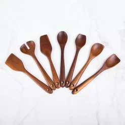 Kitchen Utensils Creative Home Acacia Wood With Carbonized Kitchen Utensil Set Set Of 7-Pieces