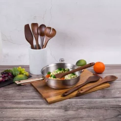 Kitchen Utensils Creative Home Acacia Wood With Carbonized Kitchen Utensil Set Set Of 7-Pieces -Home Accents shop carbonized finish creative home kitchen utensil sets 42036 fa 1000