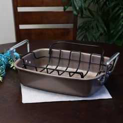 Cookware Gibson Home Harvest Nonstick Roaster With Rack -Home Accents shop champagne gibson home roasting pans 985101011m 44 1000