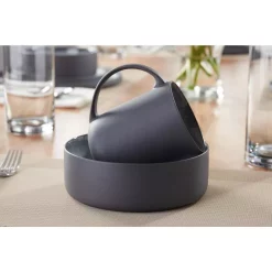 Home Decorators Collection Pierce 16-Piece Charcoal And Shadow Gray Contrast Stoneware Dinnerware Set (Service For 4) -Home Accents shop charcoal and shadow gray home decorators collection dinnerware sets hl861650 1d 1000