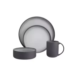 Home Decorators Collection Pierce 16-Piece Charcoal And Shadow Gray Contrast Stoneware Dinnerware Set (Service For 4) -Home Accents shop charcoal and shadow gray home decorators collection dinnerware sets hl861650 66 1000