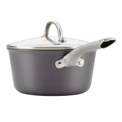 Cookware Ayesha Curry Home Collection 3 Qt. Hard-Anodized Aluminum Nonstick Sauce Pan In Charcoal Gray With Glass Lid -Home Accents shop charcoal gray ayesha curry sauce pans 80261 66 1000