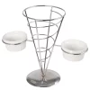 Serveware Creative Home Chrome Iron Wire French Fry Set With Single Cone Holder, 2-Ceramic Ramekins For Dipping Sauce -Home Accents shop chrome finish creative home serving trays 73229 64 1000