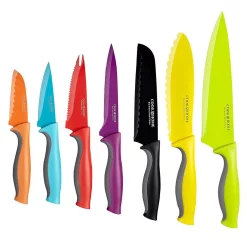 Cutlery Cook N Home 14-Piece Multicolor Coated Carbon Stainless Steel Kitchen Knife Set With Sheaths