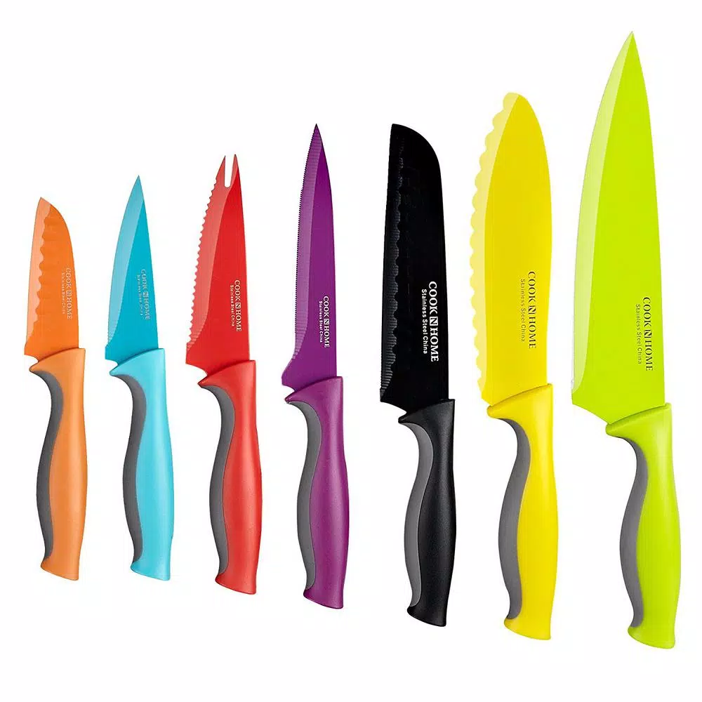 Cutlery Cook N Home 14-Piece Multicolor Coated Carbon Stainless Steel Kitchen Knife Set With Sheaths 3 Cutlery Cook N Home 14-Piece Multicolor Coated Carbon Stainless Steel Kitchen Knife Set With Sheaths