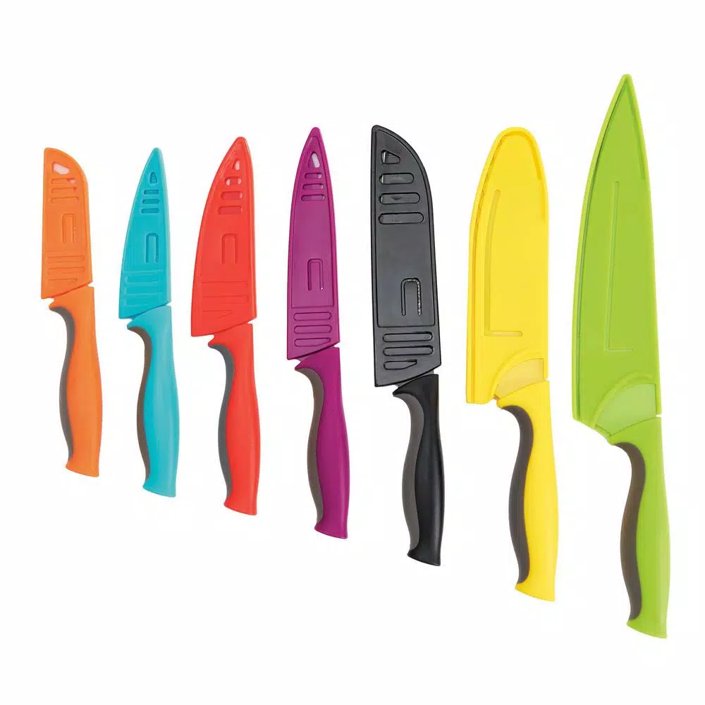 Cutlery Cook N Home 14-Piece Multicolor Coated Carbon Stainless Steel Kitchen Knife Set With Sheaths 4 Cutlery Cook N Home 14-Piece Multicolor Coated Carbon Stainless Steel Kitchen Knife Set With Sheaths - Image 2