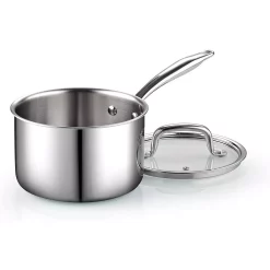 Cookware Cook N Home 3 Qt. Tri-Ply Clad Stainless Steel Sauce Pan With Glass Lid -Home Accents shop cook n home sauce pans 02680 1f 1000