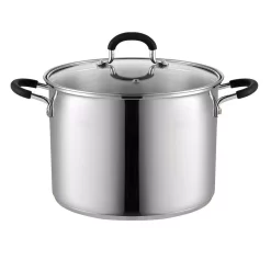Cookware Cook N Home 8 Qt. Stainless Steel Stock Pot In Black And Stainless Steel With Glass Lid