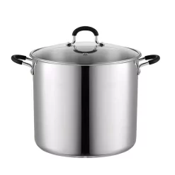 Cookware Cook N Home 12 Qt. Stainless Steel Stock Pot In Black And Stainless Steel With Glass Lid