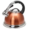 Cookware Creative Home Camille 3.0 Qt. Stainless Steel Whistling Tea Kettle With Aluminum Capsulated Bottom In Metallic Copper -Home Accents shop copper creative home tea kettles 77062 64 1000
