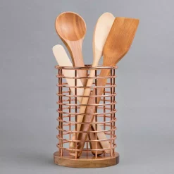 Kitchen Utensils Creative Home Deluxe Acacia Copper Wood And Iron Wire Utensil Tool Holder Crock -Home Accents shop copper creative home utensil holders 50238 31 1000