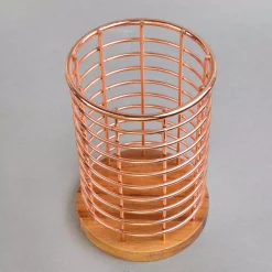 Kitchen Utensils Creative Home Deluxe Acacia Copper Wood And Iron Wire Utensil Tool Holder Crock -Home Accents shop copper creative home utensil holders 50238 4f 1000