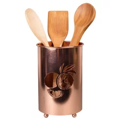 Kitchen Utensils Creative Home Deluxe Copper Plated Metal Utensil Holder Kitchen Tool Crock With Laser Cut Lemon Motif -Home Accents shop copper creative home utensil holders 50246 1f 1000