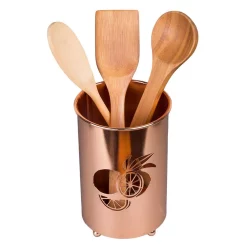 Kitchen Utensils Creative Home Deluxe Copper Plated Metal Utensil Holder Kitchen Tool Crock With Laser Cut Lemon Motif -Home Accents shop copper creative home utensil holders 50246 44 1000