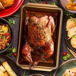 Cookware Gibson Home Country Kitchen Copper Embossed Carbon Steel 13.75 In. Roaster Pan -Home Accents shop copper gibson home roasting pans 985105996m 44 1000