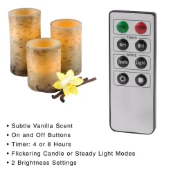 Flameless Candles Lavish Home Cream Flameless Birch Bark Candle Set -Home Accents shop cream lavish home flameless candles m022008 4f 1000
