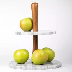 Serveware Creative Home 2-Tier Natural Marble And Acacia Wood Cake Dessert Stand, Fruit Plate, Pastry Server, Off-White 10 Serveware Creative Home 2-Tier Natural Marble And Acacia Wood Cake Dessert Stand, Fruit Plate, Pastry Server, Off-White -Home Accents shop creative home cake stands tiered cake stands 32981 4f 1000