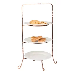 Serveware Creative Home 3-Tier Copper Plated Dessert Plate Rack, Cake Serving Tray, Fruit Presentation, Party Food Server Display -Home Accents shop creative home cake stands tiered cake stands 50232 1f 1000
