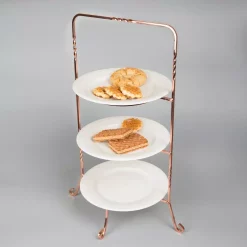 Serveware Creative Home 3-Tier Copper Plated Dessert Plate Rack, Cake Serving Tray, Fruit Presentation, Party Food Server Display -Home Accents shop creative home cake stands tiered cake stands 50232 31 1000