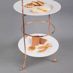 Serveware Creative Home 3-Tier Copper Plated Dinner Plate Rack, Party Food Server, Serving Rack, Fruit Presentation, Party Food Server Display -Home Accents shop creative home cake stands tiered cake stands 50233 fa 1000