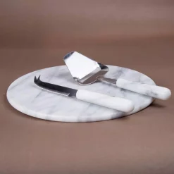 Serveware Creative Home Stainless Steel Cheese Cutter Slicer And Cheese Knife With Natural White Marble Handle (Set Of 2) -Home Accents shop creative home cheese board sets 33132 44 1000