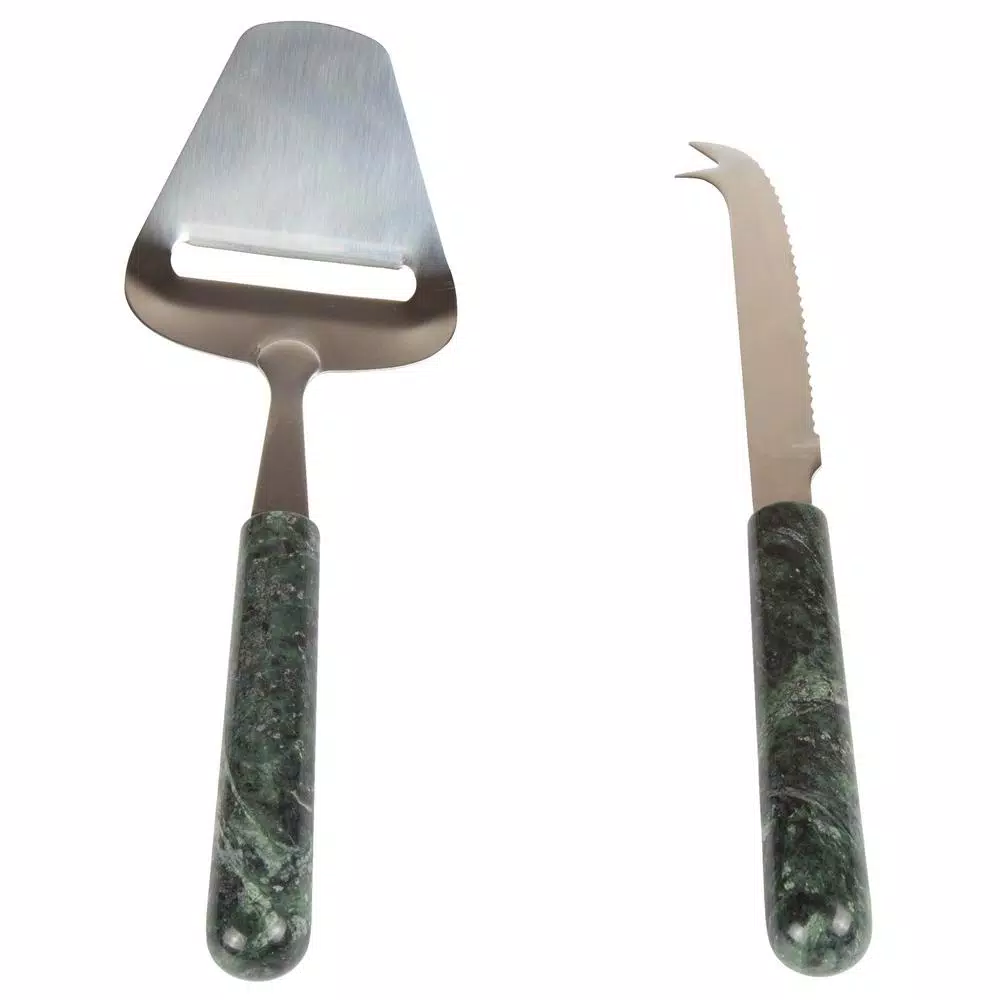 Serveware Creative Home Stainless Steel Cheese Cutter Slicer And Cheese Knife With Natural Green Marble Handle (Set Of 2) 3 Serveware Creative Home Stainless Steel Cheese Cutter Slicer And Cheese Knife With Natural Green Marble Handle (Set Of 2)