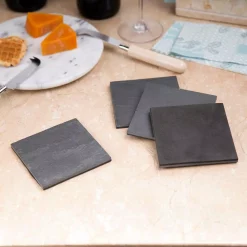 Bar Accessories Creative Home Natural Dark Gray Slate Coaster 4 In. X 4 In. (Set Of 4) 16 Bar Accessories Creative Home Natural Dark Gray Slate Coaster 4 In. X 4 In. (Set Of 4) -Home Accents shop creative home cocktail sets 73472 76 1000