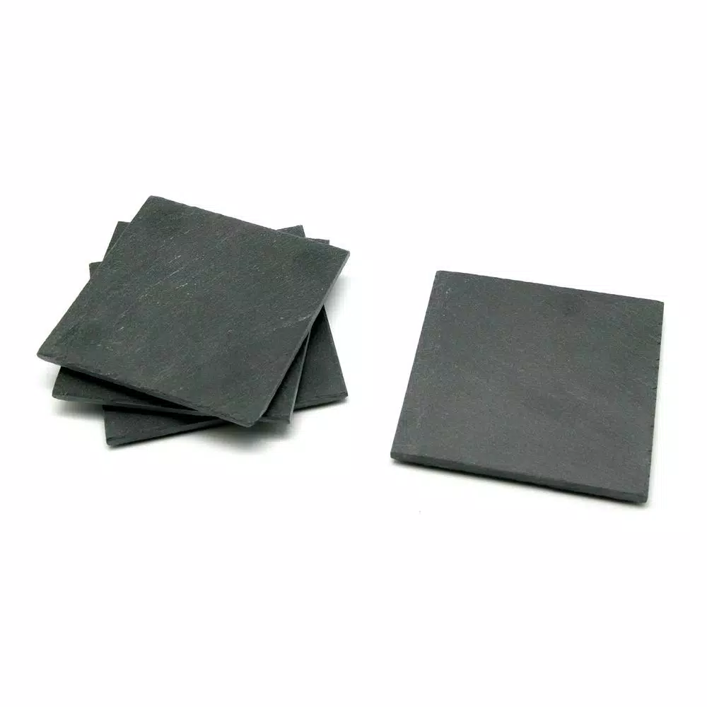 Bar Accessories Creative Home Natural Dark Gray Slate Coaster 4 In. X 4 In. (Set Of 4) 4 Bar Accessories Creative Home Natural Dark Gray Slate Coaster 4 In. X 4 In. (Set Of 4) - Image 2