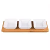 Serveware Creative Home 4-Pieces Stoneware Square Bowls And Natural Bamboo Serving Dishes For Parties Rectangular Tray Snack Serving Set -Home Accents shop creative home condiment servers 43002 64 1000
