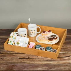 Serveware Creative Home Natural Bamboo Multipurpose Organizer Coffee Machine Accessories Storage Tray Serving Tray -Home Accents shop creative home condiment servers 63064 1f 1000