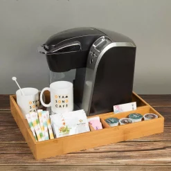 Serveware Creative Home Natural Bamboo Multipurpose Organizer Coffee Machine Accessories Storage Tray Serving Tray -Home Accents shop creative home condiment servers 63064 4f 1000