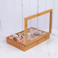 Serveware Creative Home Natural Bamboo Single Serve Drawer Coffee Pod Holder Organizer With Acrylic Cover -Home Accents shop creative home condiment servers 73461 1f 1000