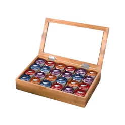Serveware Creative Home Natural Bamboo Single Serve Drawer Coffee Pod Holder Organizer With Acrylic Cover