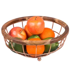Countertop Storage Creative Home Deluxe Acacia Copper Plated Wood And Iron Wire Fruit Basket Fruit Bowl -Home Accents shop creative home fruit baskets 50237 31 1000
