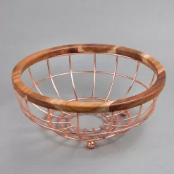 Countertop Storage Creative Home Deluxe Acacia Copper Plated Wood And Iron Wire Fruit Basket Fruit Bowl -Home Accents shop creative home fruit baskets 50237 44 1000