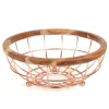 Countertop Storage Creative Home Deluxe Acacia Copper Plated Wood And Iron Wire Fruit Basket Fruit Bowl