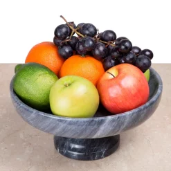 Countertop Storage Creative Home Natural Black Marble Fruit Bowl On Pedestal -Home Accents shop creative home fruit baskets 84756 31 1000