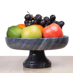 Countertop Storage Creative Home Natural Black Marble Fruit Bowl On Pedestal -Home Accents shop creative home fruit baskets 84756 4f 1000
