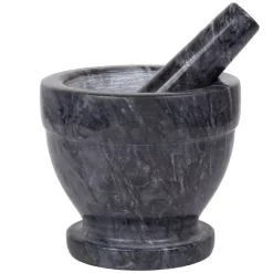 Kitchen Gadgets & Tools Creative Home 5-1/4 In. Natural Black Marble Mortar And Pestle Set With Kitchen Spices, Herbs, Grinder