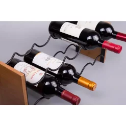 Bar Accessories Creative Home Acacia Wood And Black Wire Wine Rack, Whine Bottle Holder, Free Standing Wine Bottle Rack -Home Accents shop creative home wine racks 50253 1f 1000