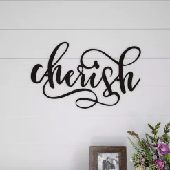 Wall Signs Lavish Home “Cherish” Metal Cutout Sign -Home Accents shop dark brown lavish home wall signs hw0200048 31 1000