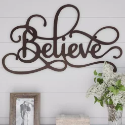Wall Signs Lavish Home “Believe” Metal Cutout Sign -Home Accents shop dark brown lavish home wall signs hw0200055 31 1000