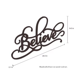 Wall Signs Lavish Home “Believe” Metal Cutout Sign -Home Accents shop dark brown lavish home wall signs hw0200055 c3 1000