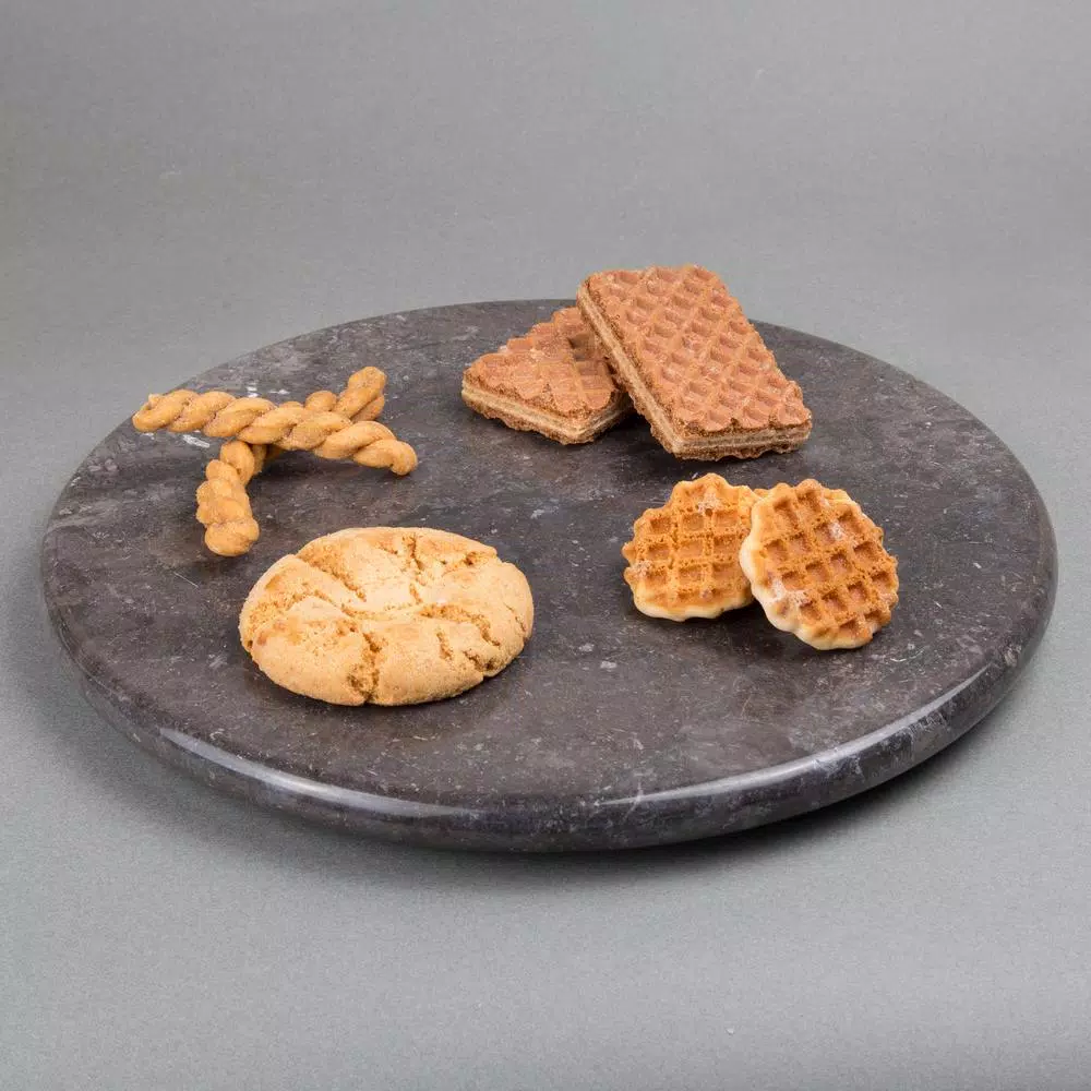 Serveware Creative Home Natural Charcoal Marble 12 In. Dia Round Trivet Cheese Serving Board For Kitchen Dining Table 5 Serveware Creative Home Natural Charcoal Marble 12 In. Dia Round Trivet Cheese Serving Board For Kitchen Dining Table - Image 3